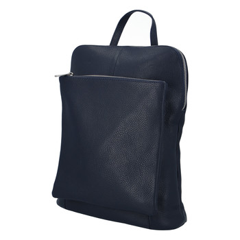 Dámský kožený batůžek kabelka tmavě modrý - ItalY Houtel