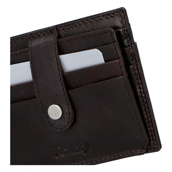 Kožená peněženka na kreditní karty tmavě hnědá - Rovicky N1367